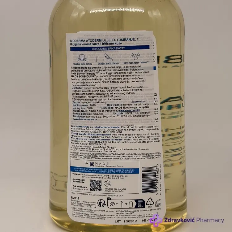 Bioderma Atoderm Ulje za tuširanje, 1000ml - Slika 2
