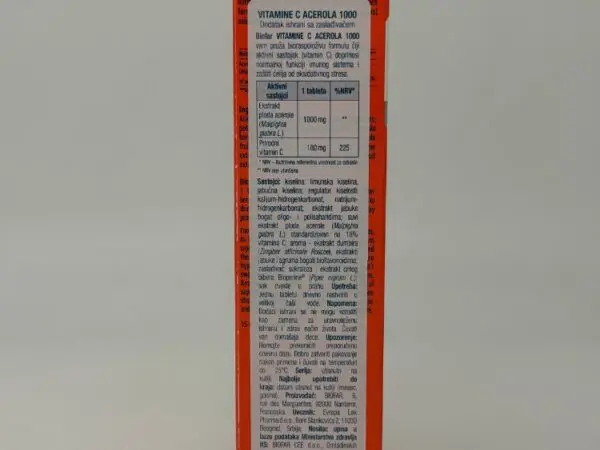 BIOFAR VITAMIN C 1000 ACEROLA 15 šumećih tableta