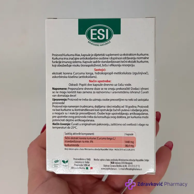 ESI KURKUMA MAX NATURCAPS LIQUID 30kapsula