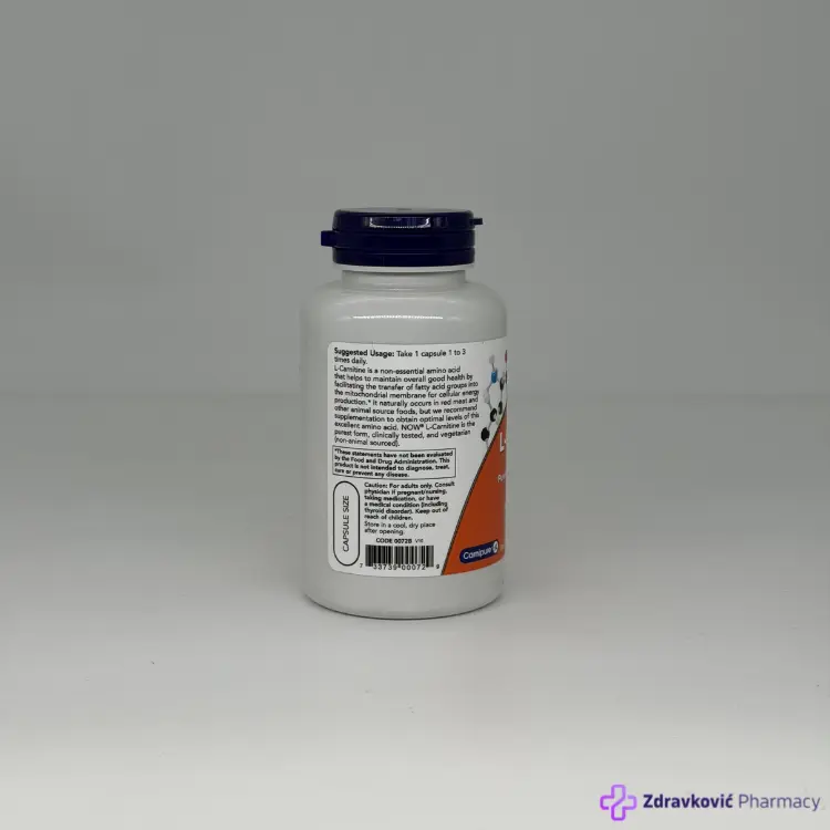 NOW L-Carnitine 500mg, 60kapsula - Slika 3