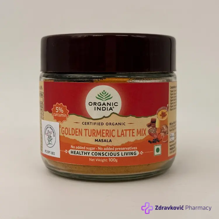 Organic India Golden Turmeric latte mix zlatno mleko 100 grama