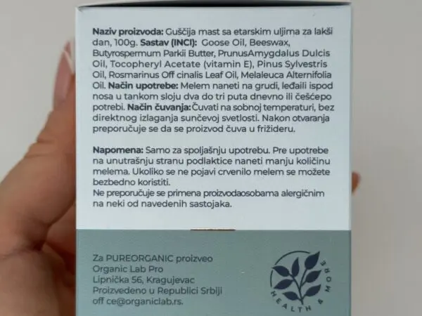 Pure Dnevni melem guščija mast sa etarskim uljima - 100g