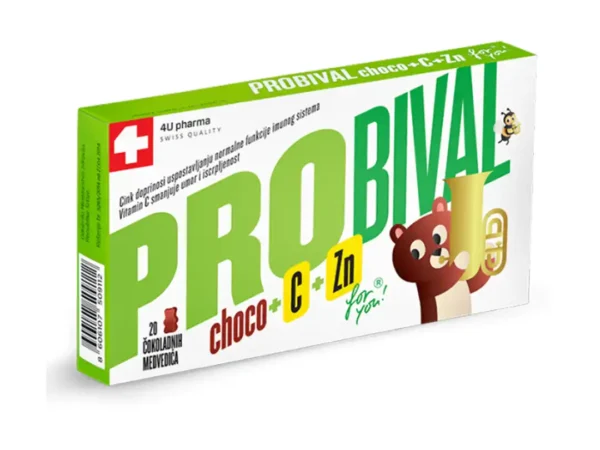 Probival Choco+C+Zn 20 čokoladnih medvedića