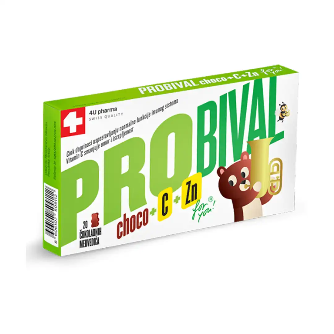 Probival Choco+C+Zn 20 čokoladnih medvedića