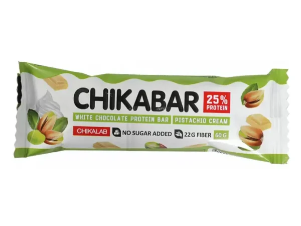 Chikalab Chikabar Preliveni proteinski bar sa punjenjem bela čokolada pistać 60g