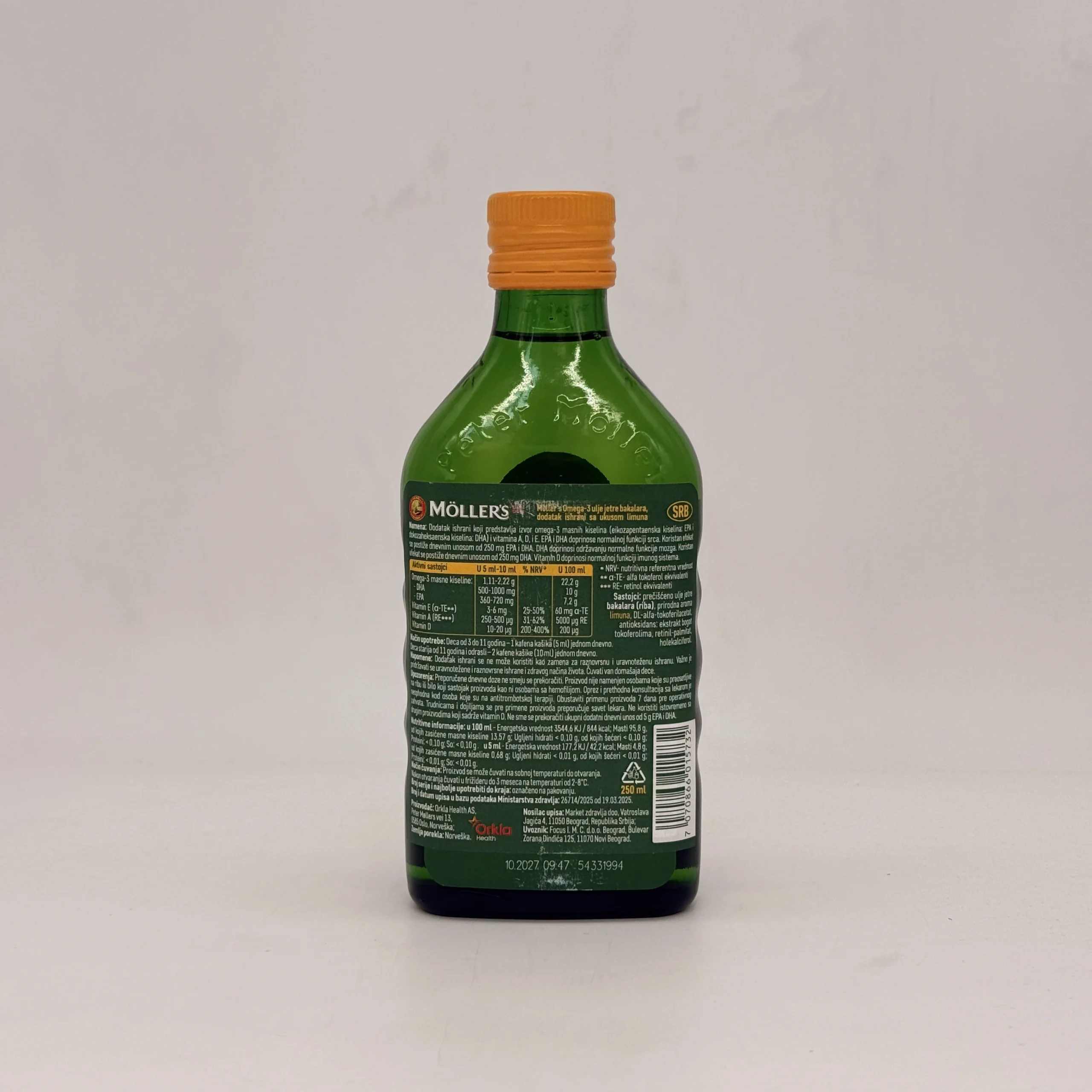 Moller's Omega 3 ulje jetre bakalara ukus limun 250ml - Slika 2